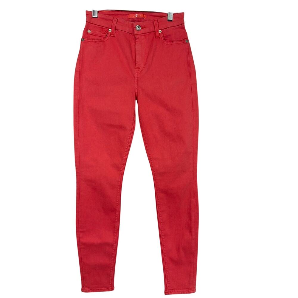 7 For All Mankind Orange High Rise Skinny Denim Pants 24